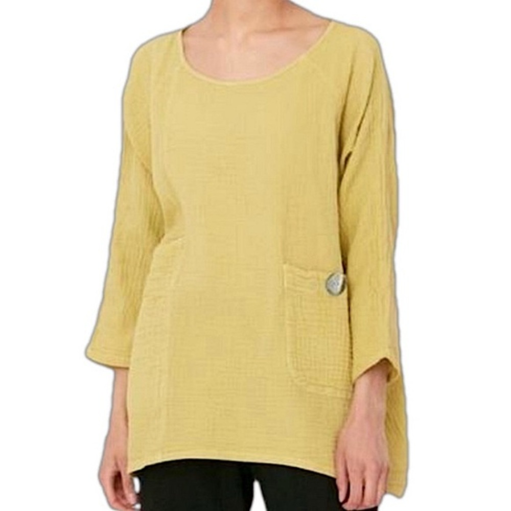 Shannon Passero Gauze Tunic Blouse oversized Shirt with pockets Cotton Top S / M